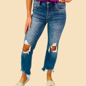 Risen crop jeans